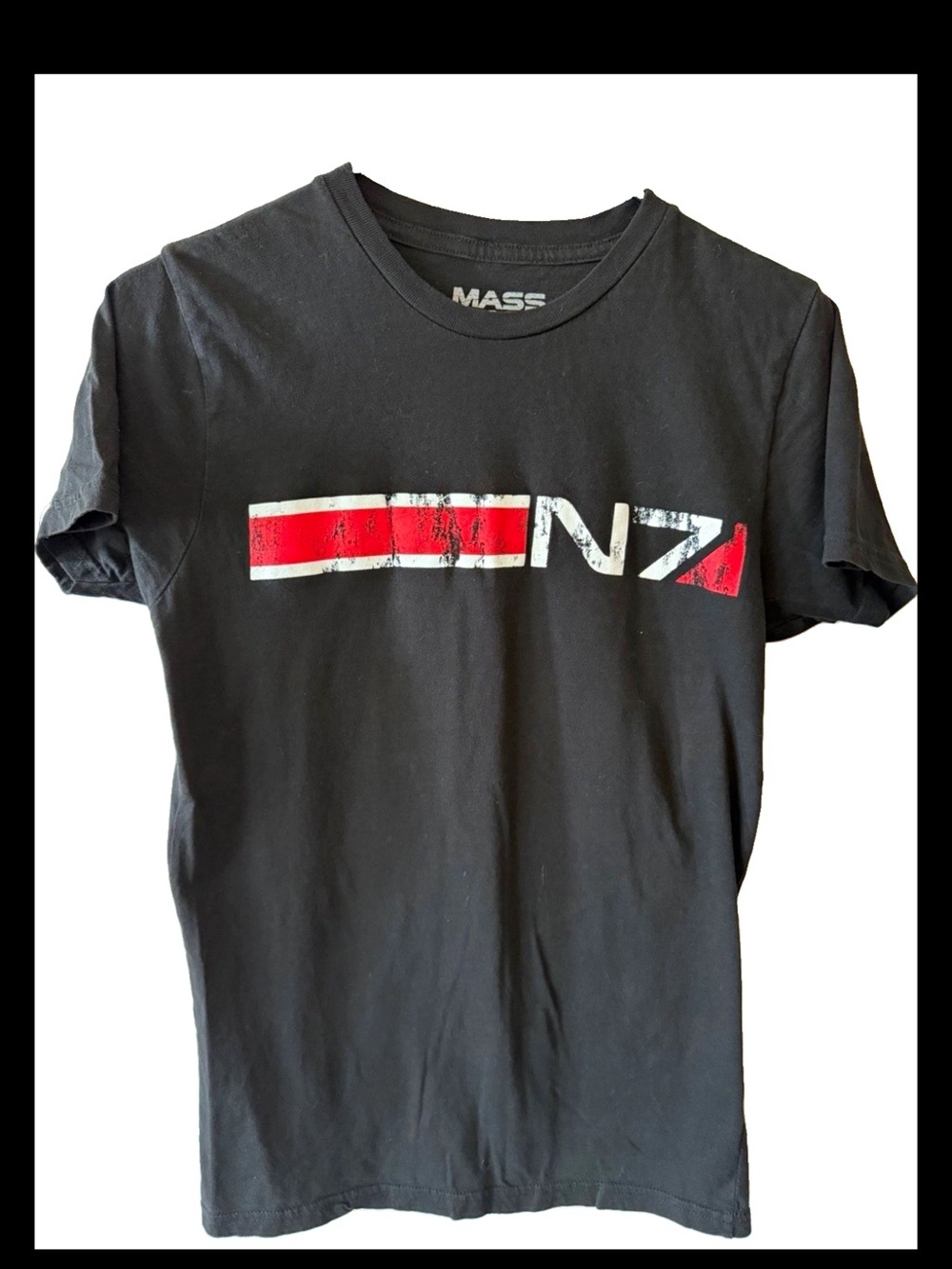 Mass Effect N7 Graphic Tee - 10 Year Anniversary in Black and Red-Sz Small